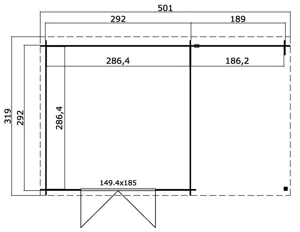 Outdoor Life Blokhut Tampa met Overkapping Carbon Grey-Wit 550 x 250 cm - Afbeelding 4